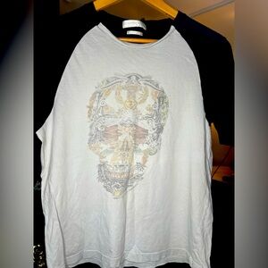 Alexander McQueen Vintage ~ Skull Crop Tshirt ~ 3/4 Length Sleeves